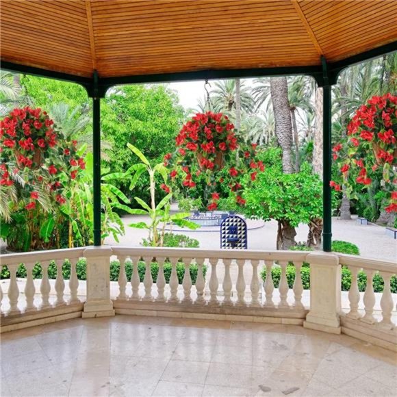 Artificial Flowers Hanging Basket with 4Pcs Bougainvillea Silk Vine Flowers - Picture 5 of 6